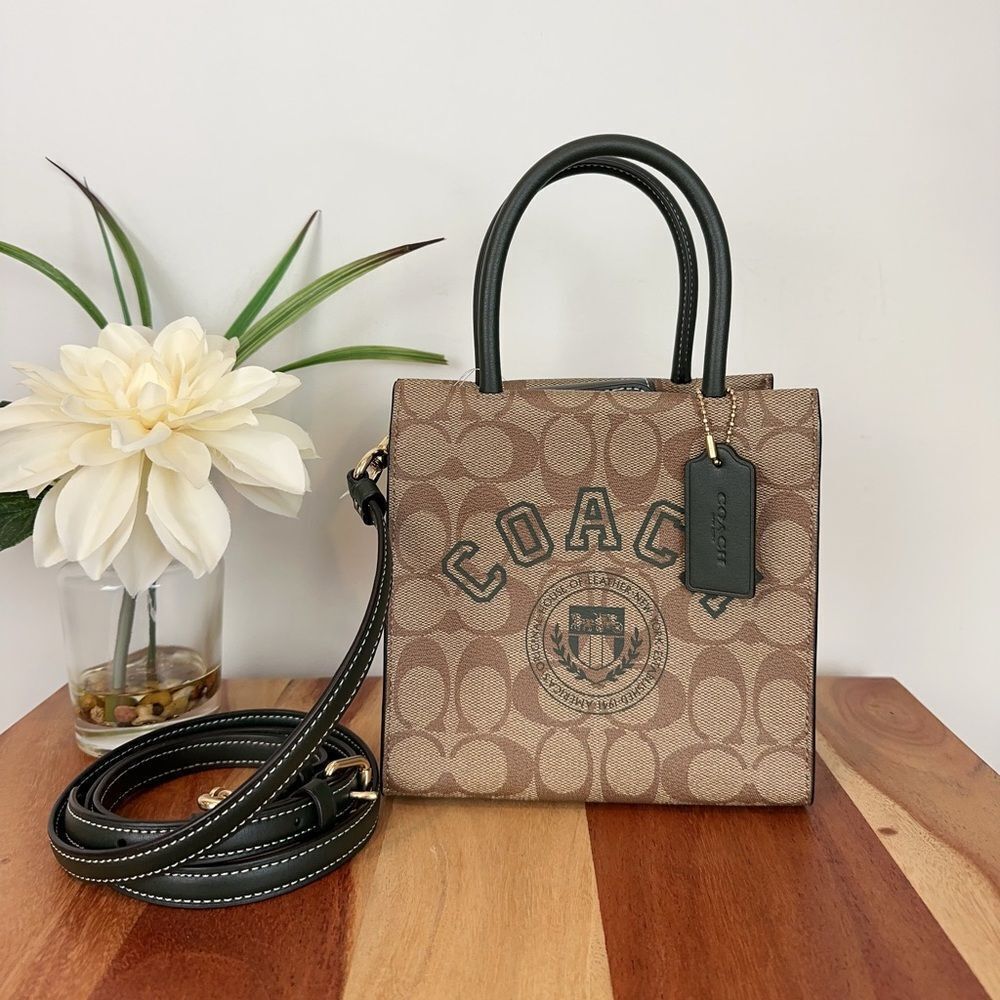 NWT Coach Mini Cally Crossbody In Signature Canvas With Varsity Motif